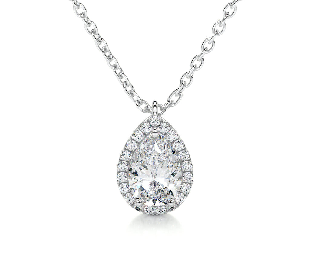 1.50 CT Pear Halo CVD F/VS Diamond Necklace 1