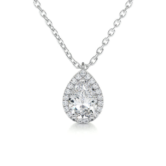 1.50 CT Pear Halo CVD F/VS Diamond Necklace 1