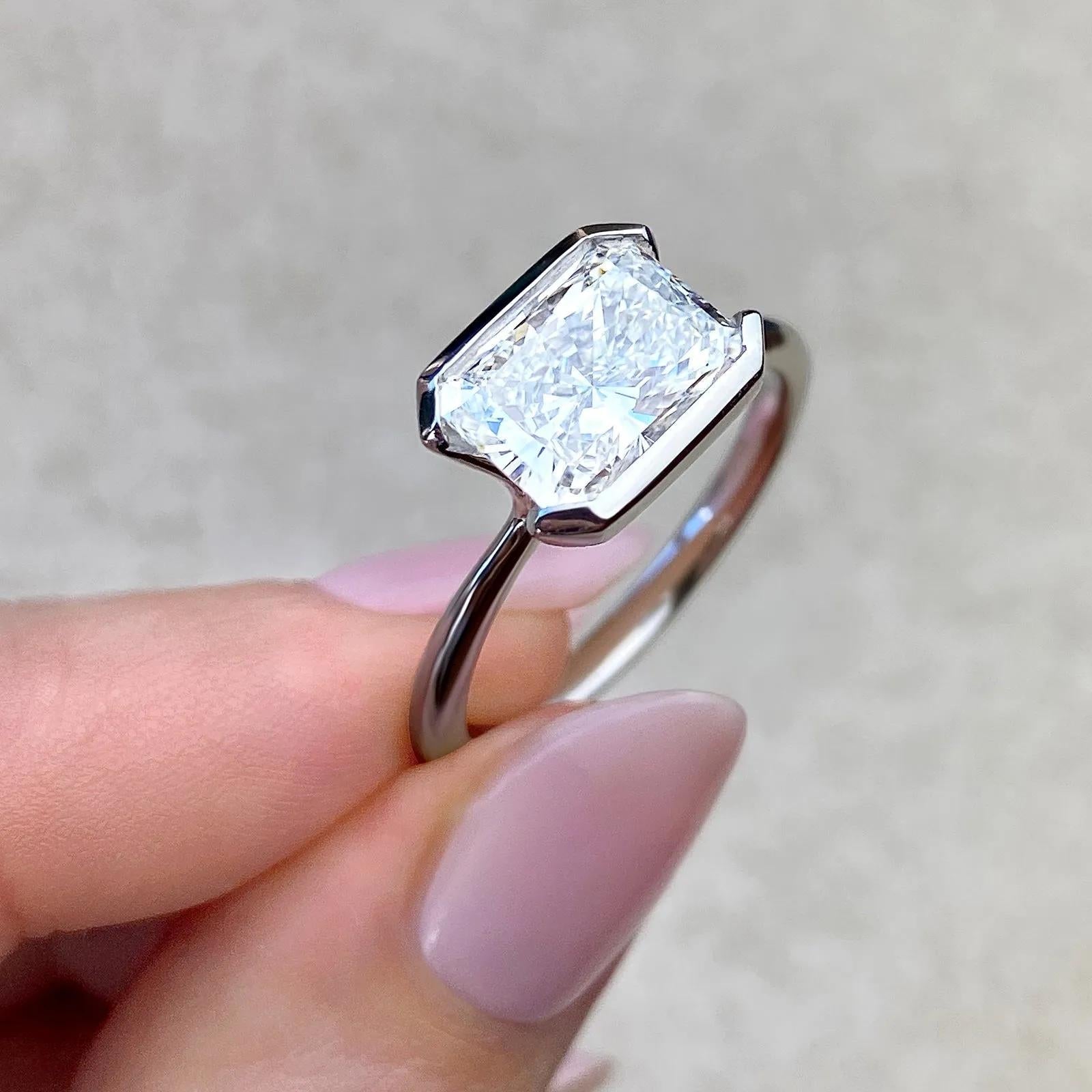 2 CT Emerald Half Bezel CVD F/VS1 Diamond Engagement Ring 23