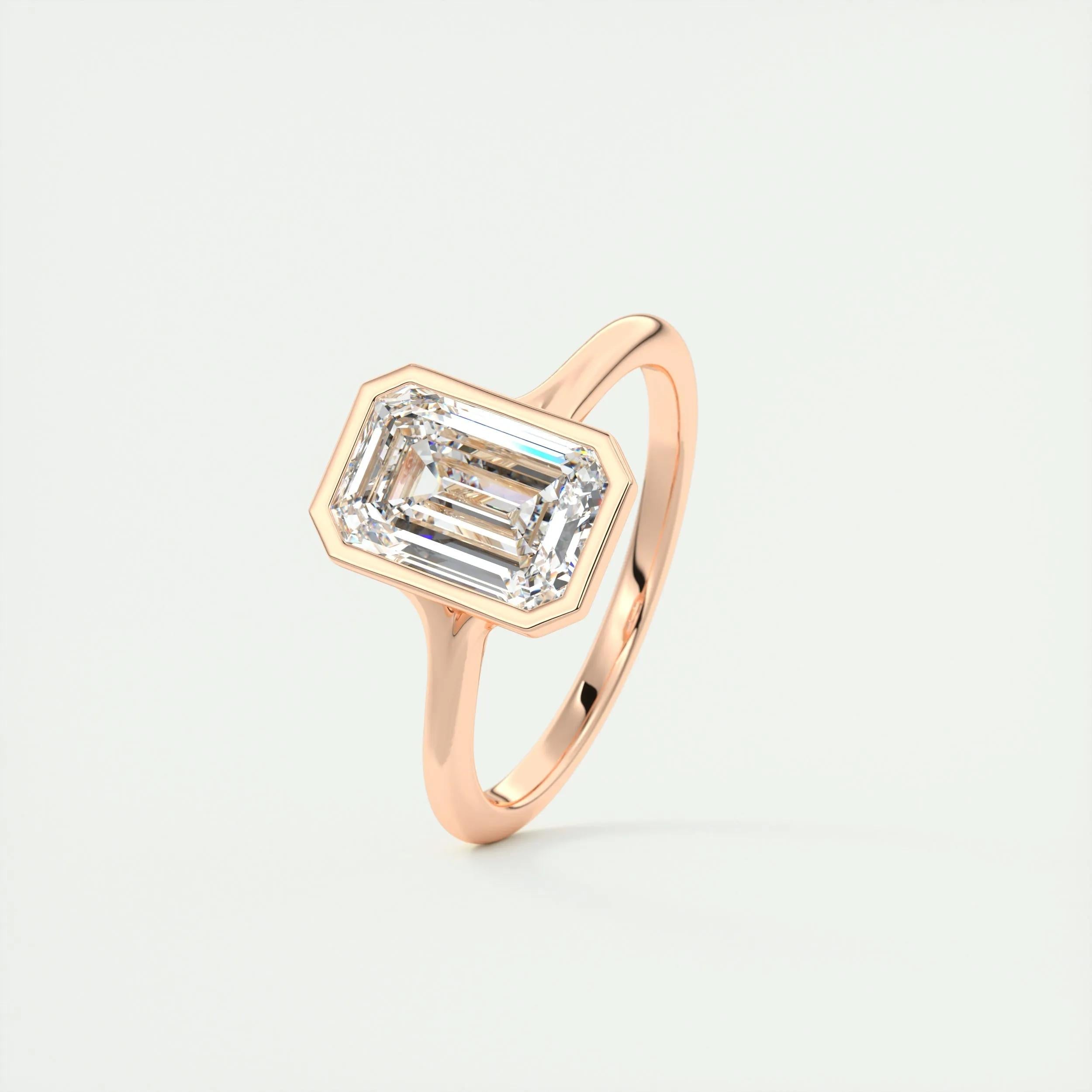 2 CT Emerald Bezel CVD F/VS1 Diamond Engagement Ring 18