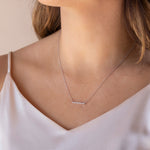 0.24 CT Round Cut Shared Prong Bar Necklace Moissanite Diamond Necklace 1