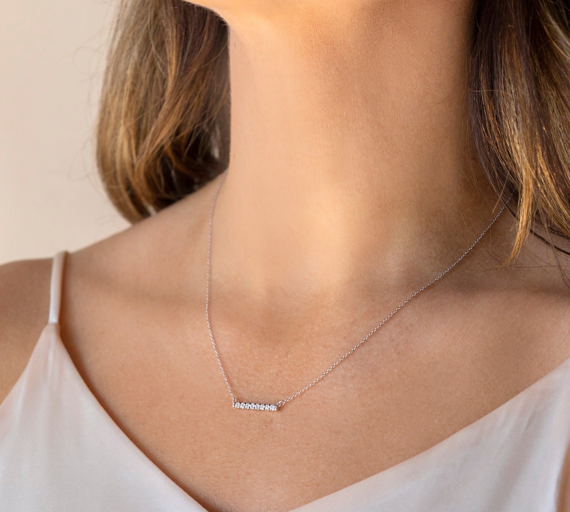 0.24 CT Round Cut Bar Necklace Moissanite Diamond Necklace 1