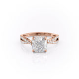 2.15 CT Cushion Cut Criss Cross Pave Moissanite Engagement Ring 12