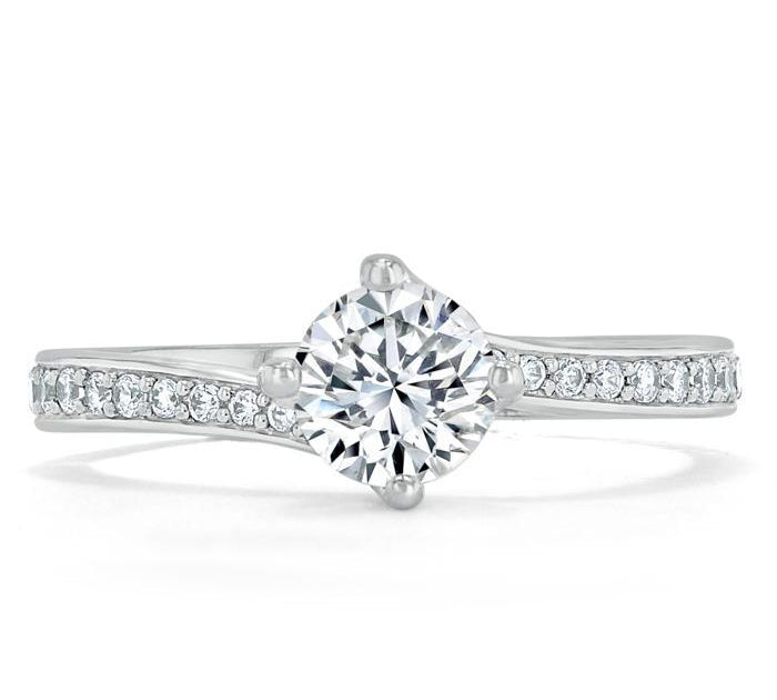 0.75 CT Round Cut Solitaire Bypass Pave Moissanite Engagement Ring 1