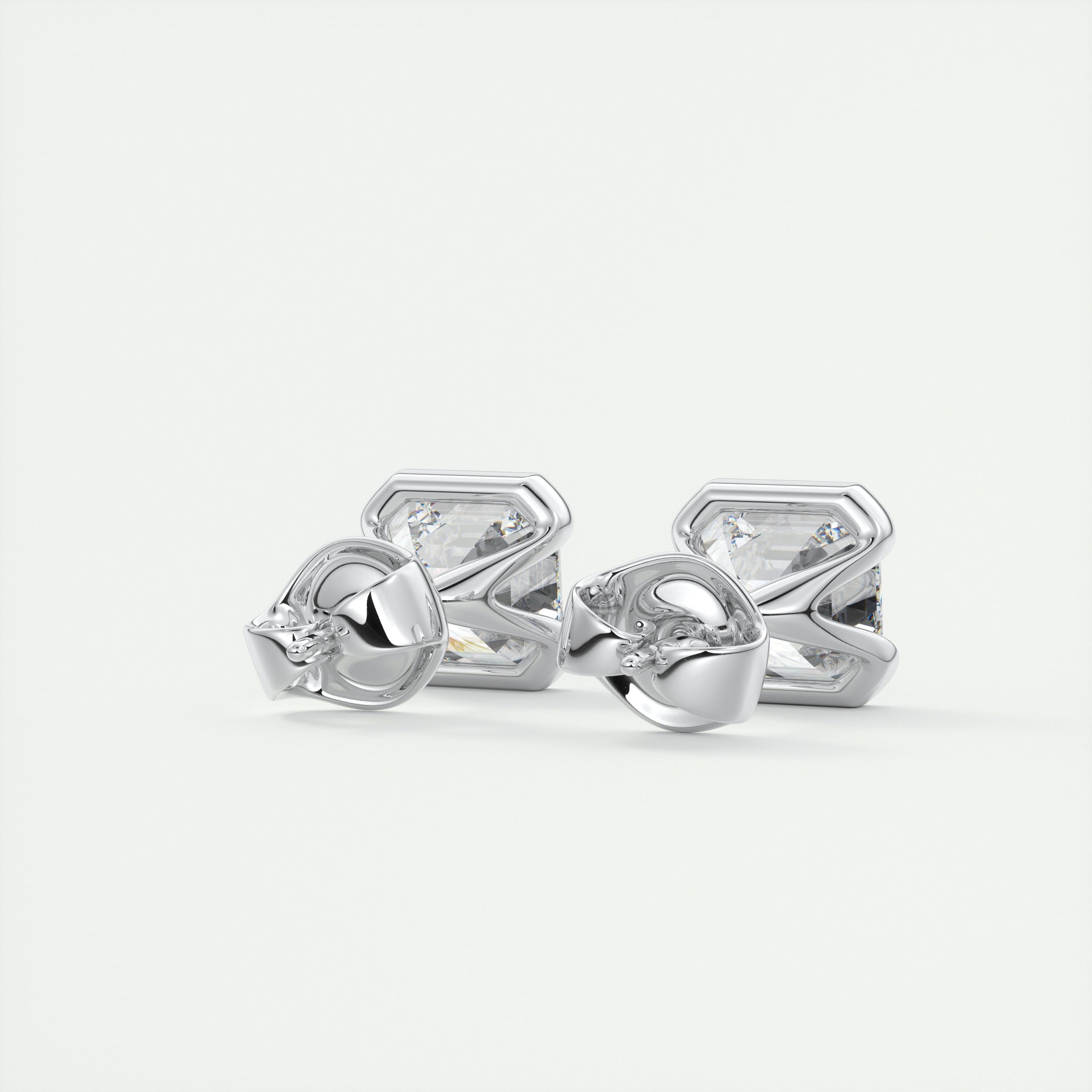 1.0 CT Asscher Solitaire CVD G/VS Diamond Earrings 3
