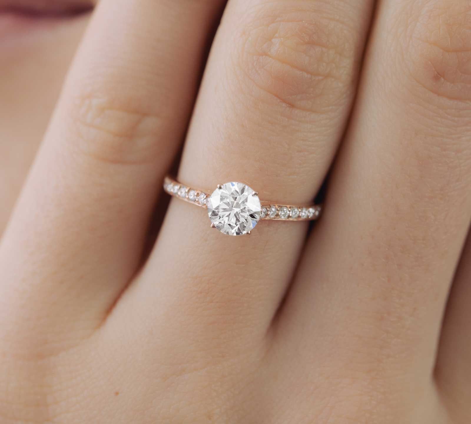 1.01 CT Round Shaped Moissanite Pave Setting Engagement Ring 2