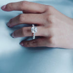 3.0 CT Cushion Shaped Moissanite Hidden Halo Engagement Ring 2