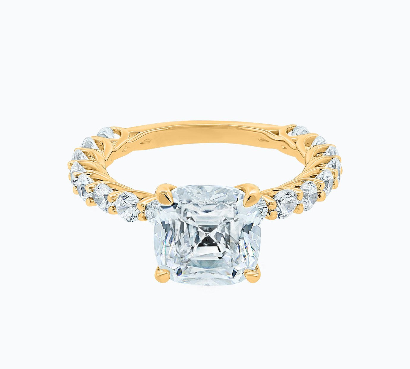 3.0 CT Cushion Shaped Moissanite Hidden Halo Engagement Ring 1