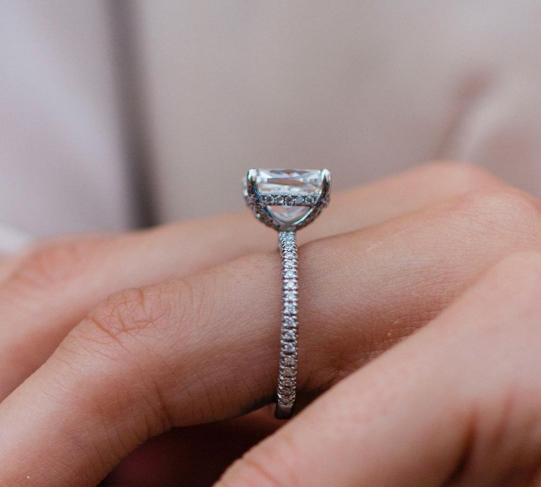 3.15 CT Elongated Cushion Solitaire Moissanite Engagement Ring 3