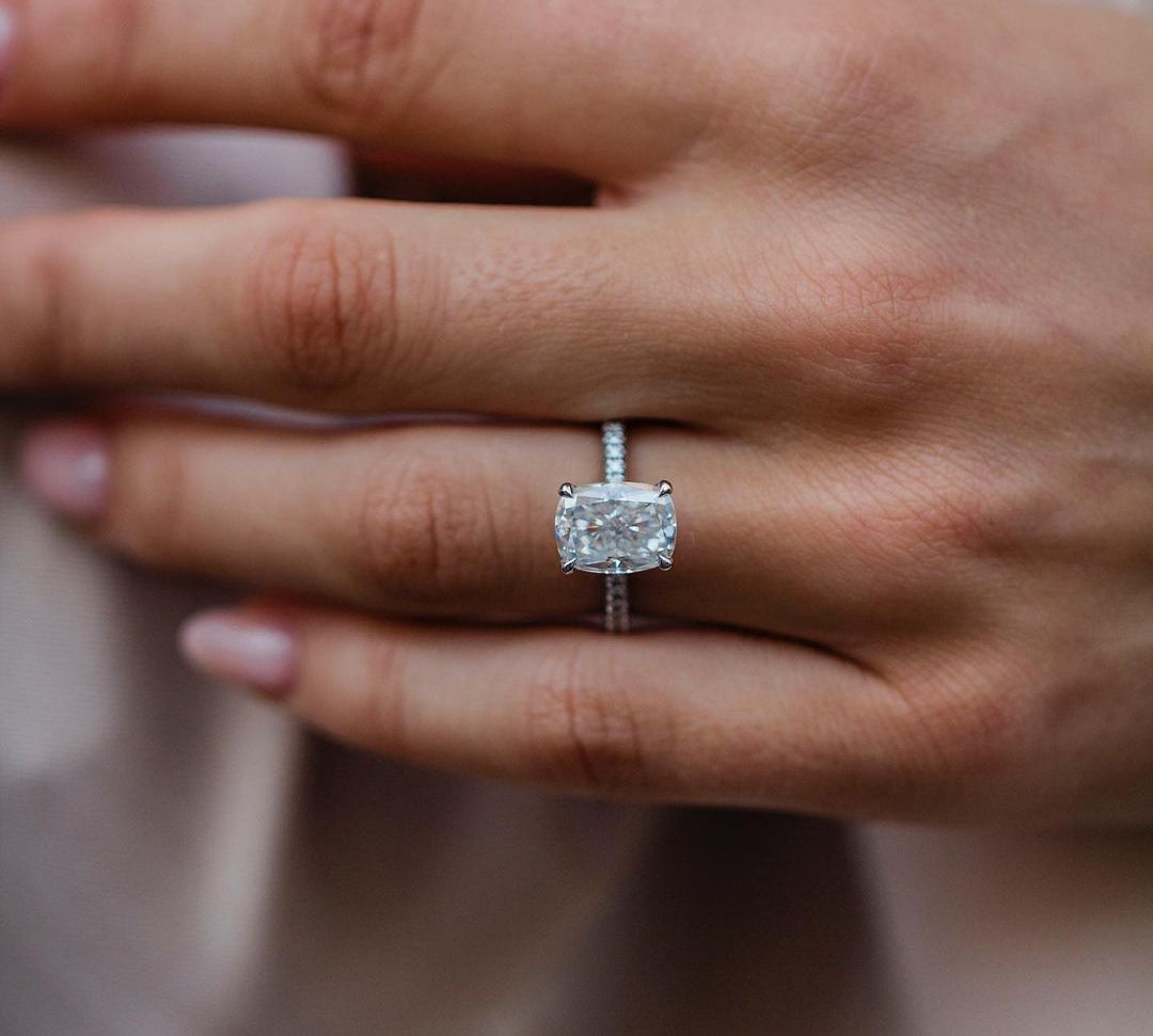 3.15 CT Elongated Cushion Solitaire Moissanite Engagement Ring 2