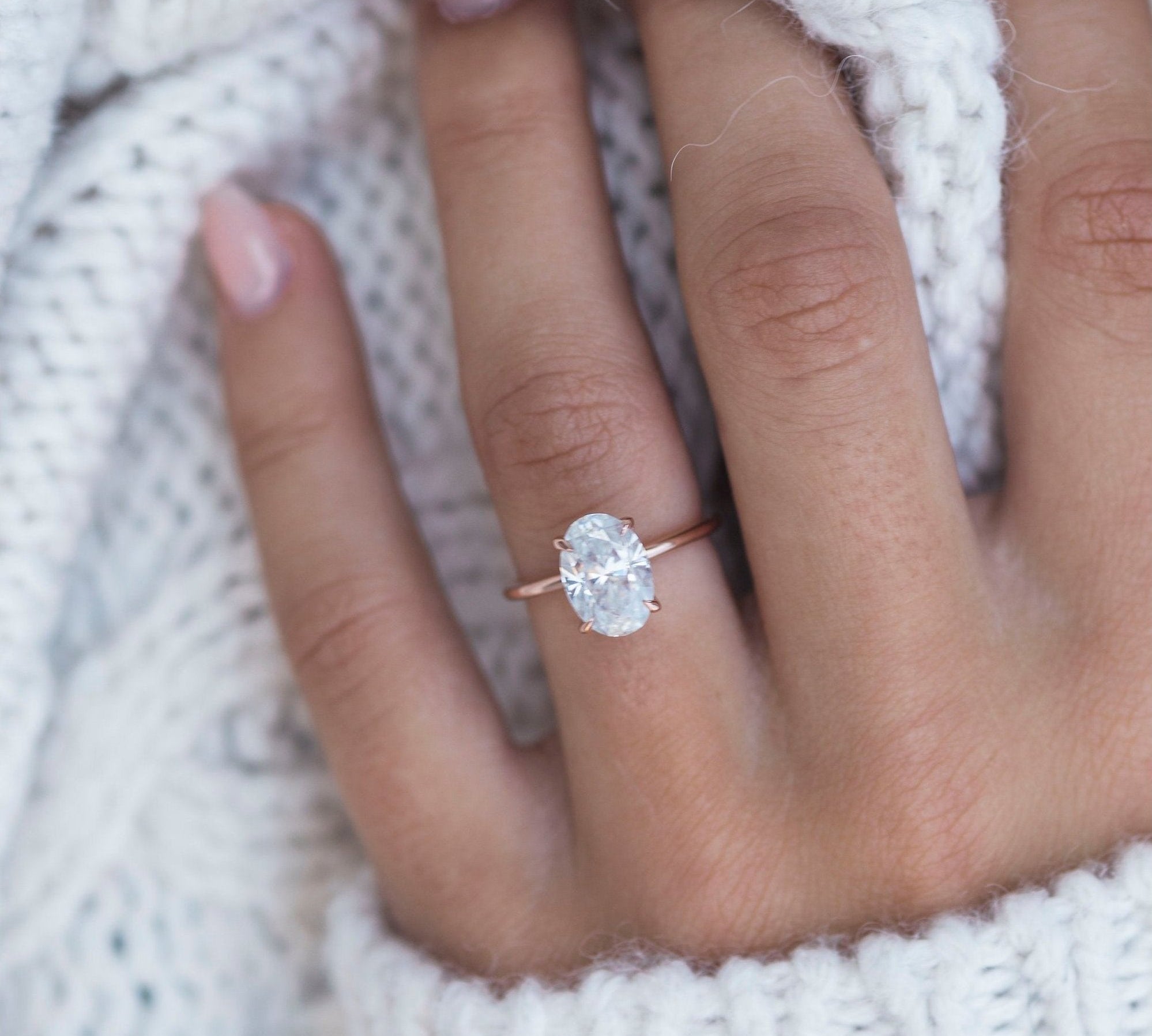 2.70 CT Oval Solitaire Moissanite Engagement Ring 1