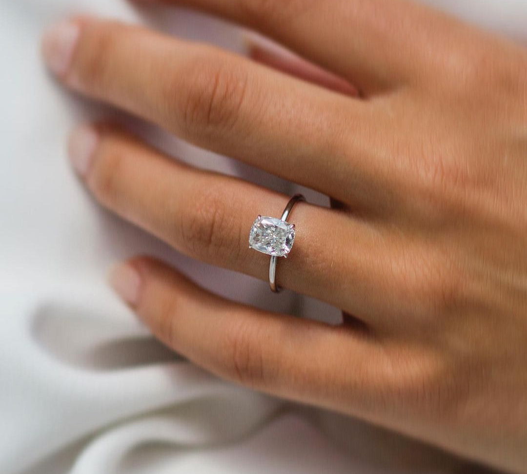 1.80 CT Cushion Cut Solitaire Moissanite Engagement Ring 1