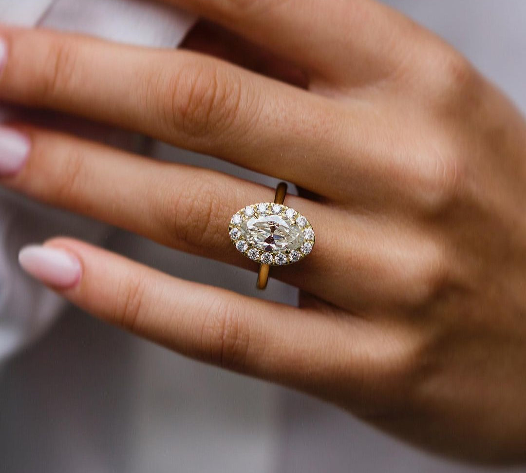 3.80 CT Oval Cut Halo Style Moissanite Engagement Ring 1