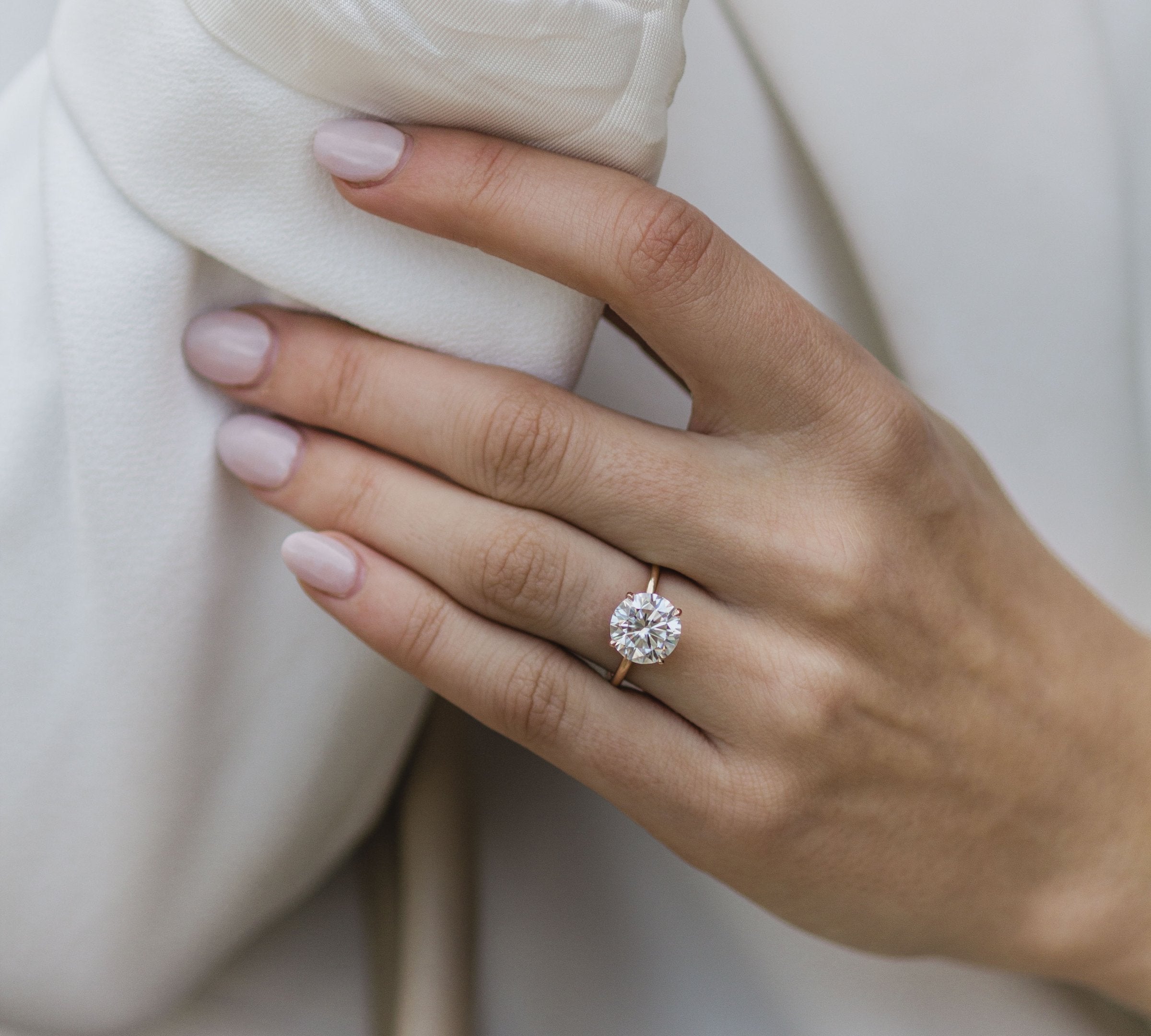 3.0 CT Round Solitaire Moissanite Engagement Ring 3