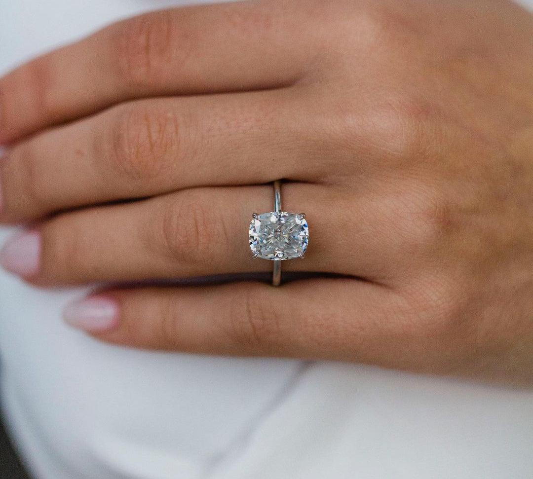 4.55 CT Cushion Cut Solitaire Moissanite Engagement Ring 3