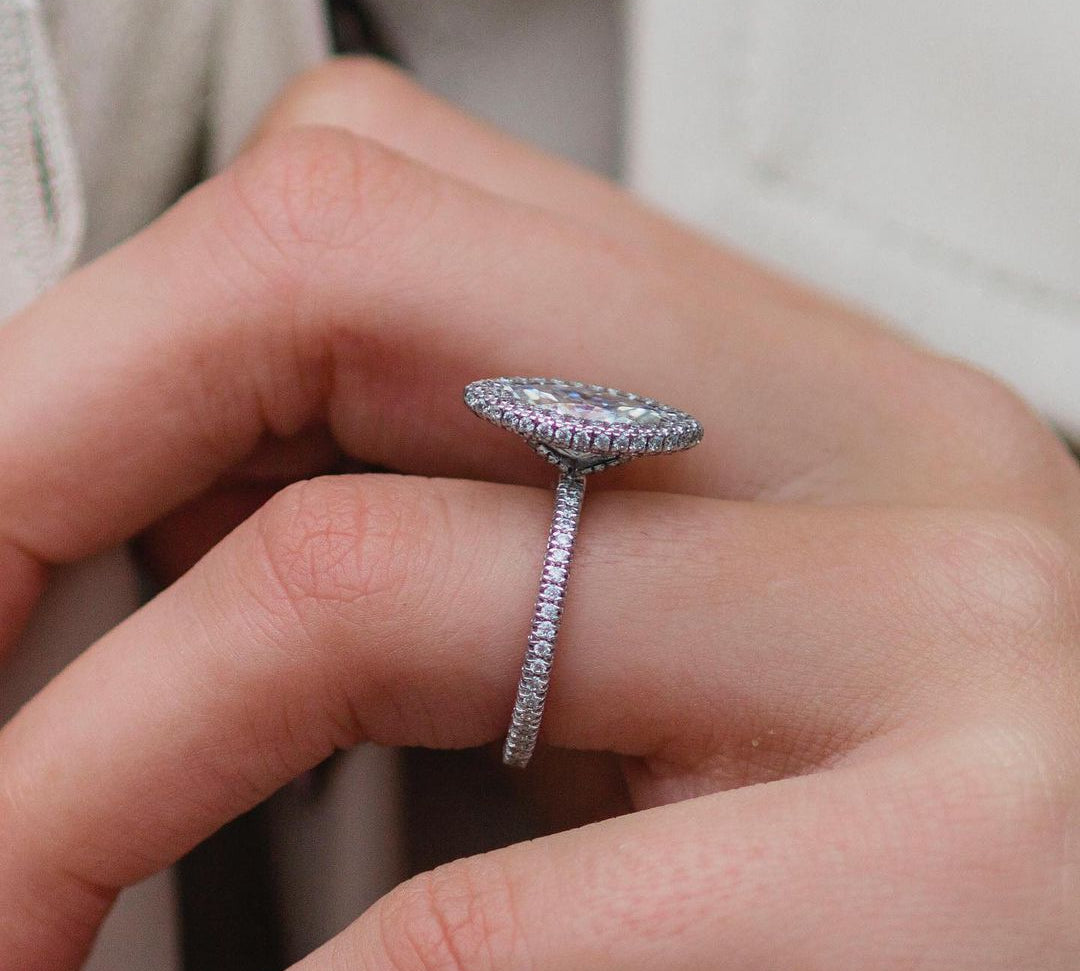 2.0 CT Marquise Halo Moissanite Engagement Ring 3