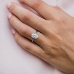 2.10 CT Oval Solitaire Hidden Halo Moissanite Engagement Ring 3