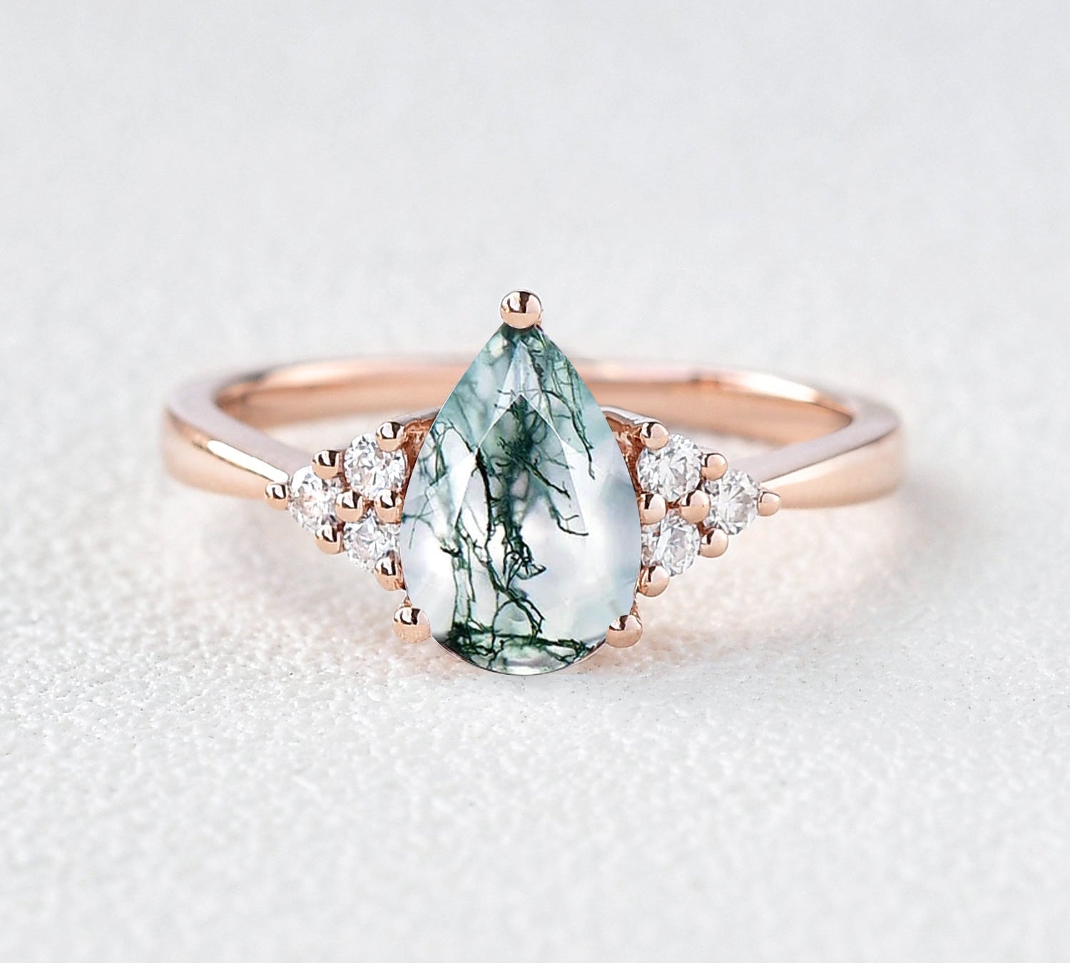 1.52 CT Pear Cut Cluster Moissanite Engagement Ring 2