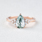 1.52 CT Pear Cut Cluster Moissanite Engagement Ring 2