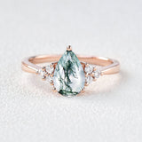 1.52 CT Pear Cut Cluster Moissanite Engagement Ring 2