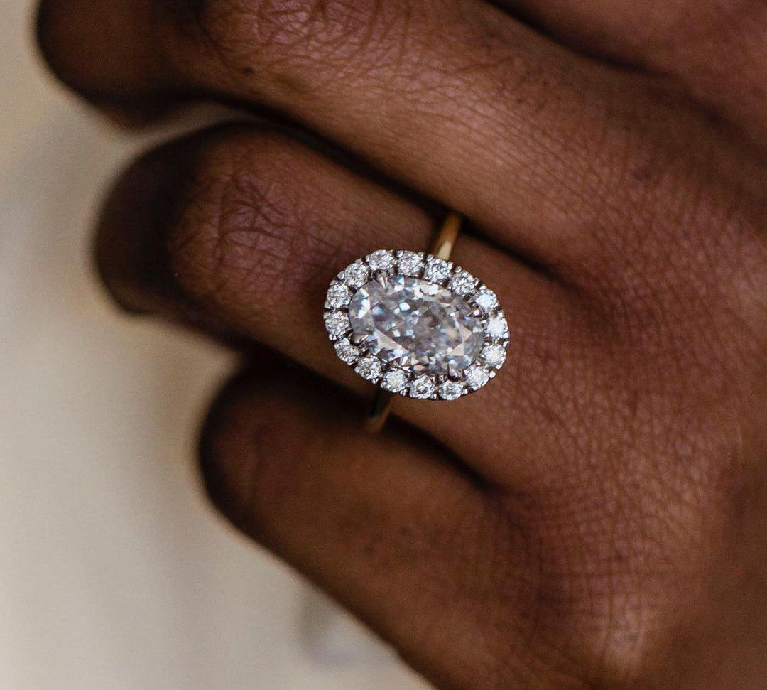 3.85 CT Oval Halo Moissanite Engagement Ring 1