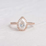 1.25 CT Pear Cut Halo Pave Moissanite Engagement Ring 1