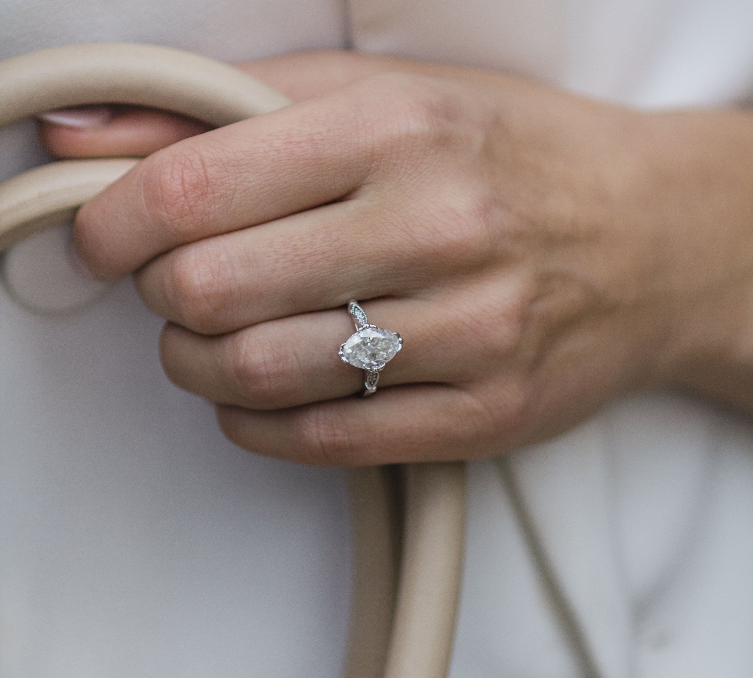 2.10 CT Oval Solitaire Moissanite Engagement Ring 3