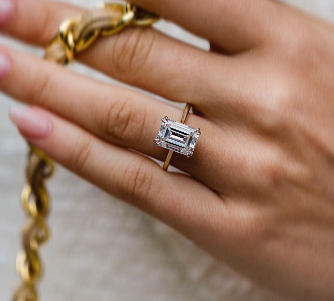 4.60 CT Emerald Cut Solitaire Moissanite Engagement Ring 2