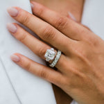 4.10 CT Asscher Three Stone Moissanite Engagement Ring 9