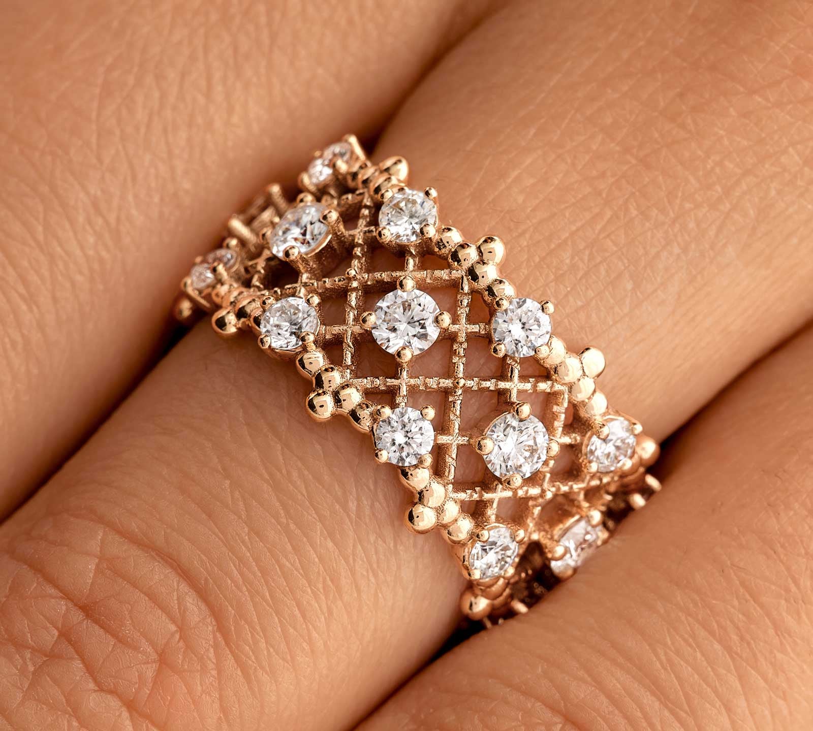 1.62 CT Round Shaped Moissanite Art Deco Wedding Band 1