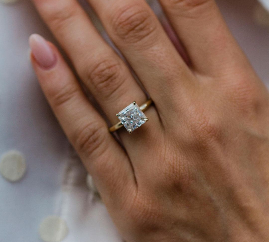 3.10 CT Square Crushed Ice Radiant Solitaire Moissanite Engagement Ring 2