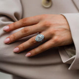 4.10 CT Oval Halo Art Deco Moissanite Engagement Ring 3