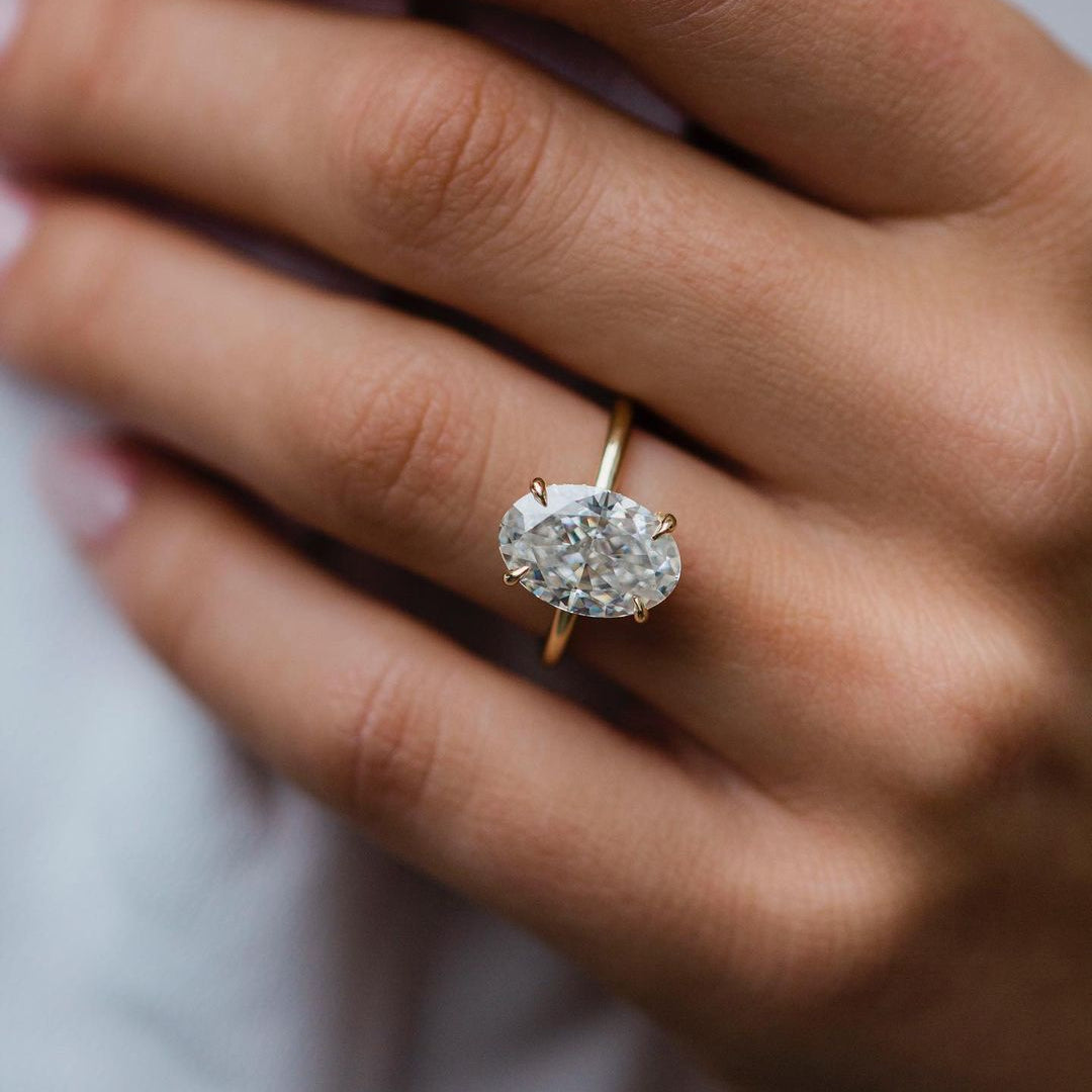 4.25 CT Oval Hidden Halo Moissanite Engagement Ring 1