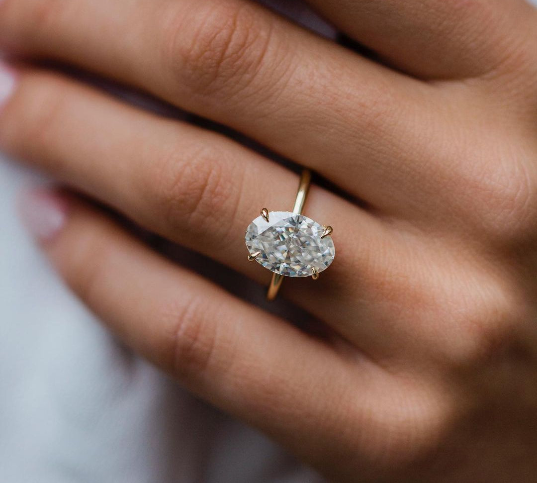 4.25 CT Oval Hidden Halo Moissanite Engagement Ring 1