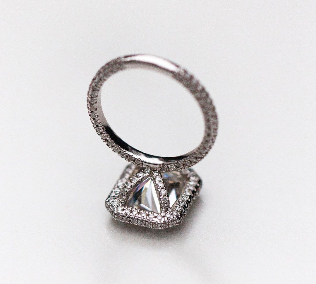 4.4 CT Radiant Double Halo Moissanite Engagement Ring 3