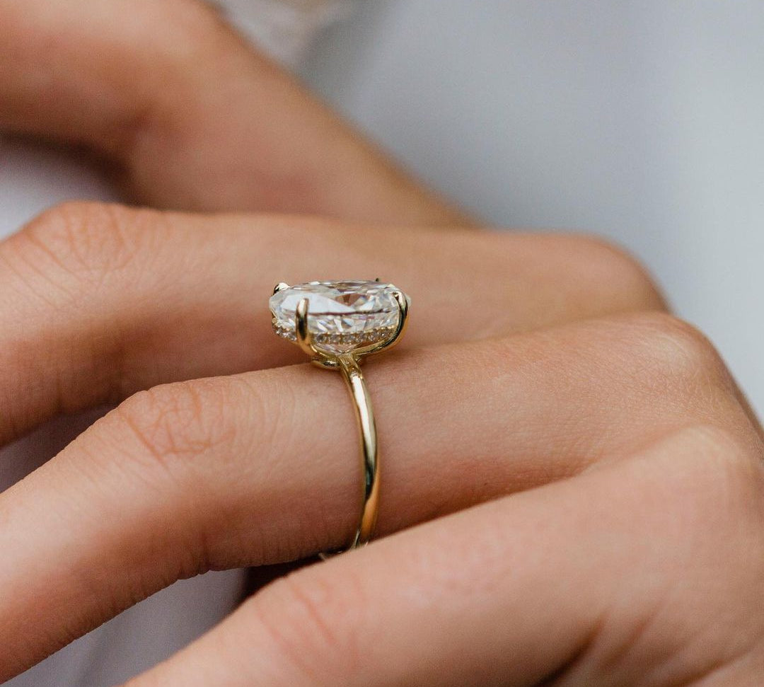 4.25 CT Oval Hidden Halo Moissanite Engagement Ring 2