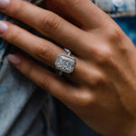 4.4 CT Radiant Double Halo Moissanite Engagement Ring 1