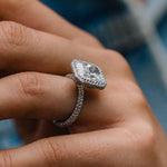4.4 CT Radiant Double Halo Moissanite Engagement Ring 4