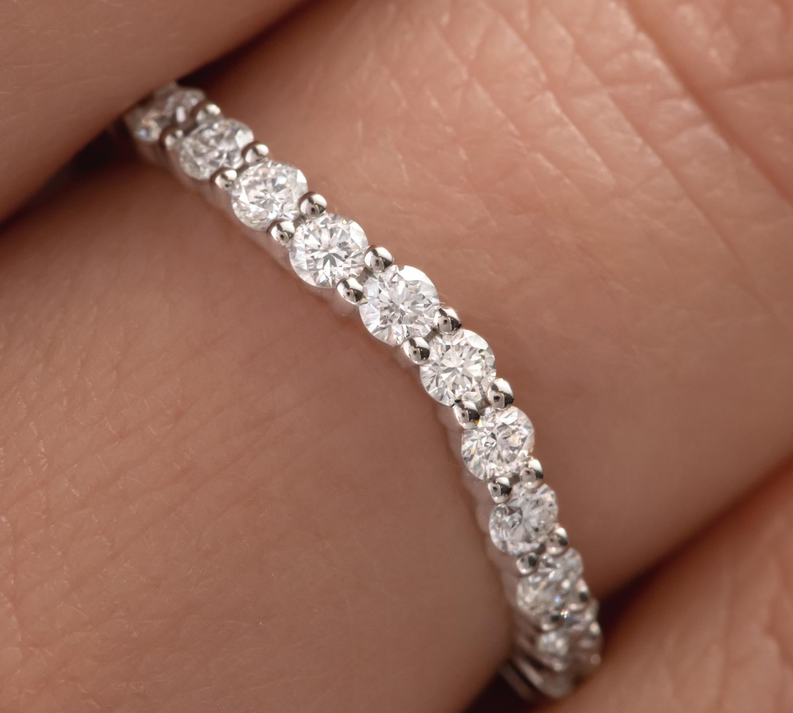 0.63 CT Round Shaped Moissanite Semi Eternity Wedding Band 2