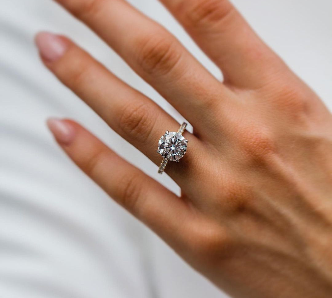 2.75 CT Round Solitaire Pave Moissanite Engagement Ring 1