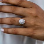 4.10 CT Emerald Three Stone Moissanite Engagement Ring 2