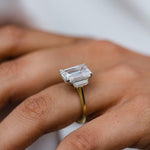 4.10 CT Emerald Three Stone Moissanite Engagement Ring 4