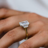 4.10 CT Emerald Three Stone Moissanite Engagement Ring 4