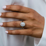 4.10 CT Emerald Three Stone Moissanite Engagement Ring 3