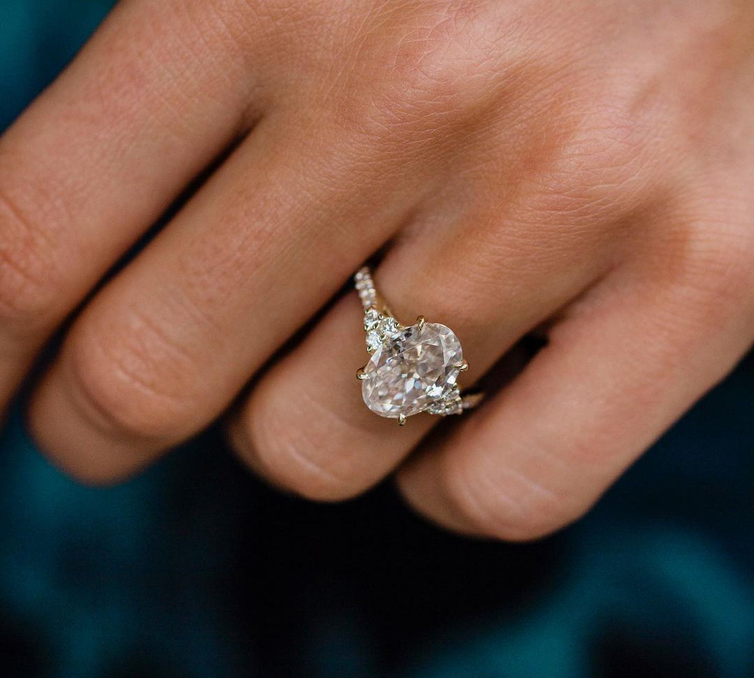 3.10 CT Oval Cluster Moissanite Engagement Ring 1