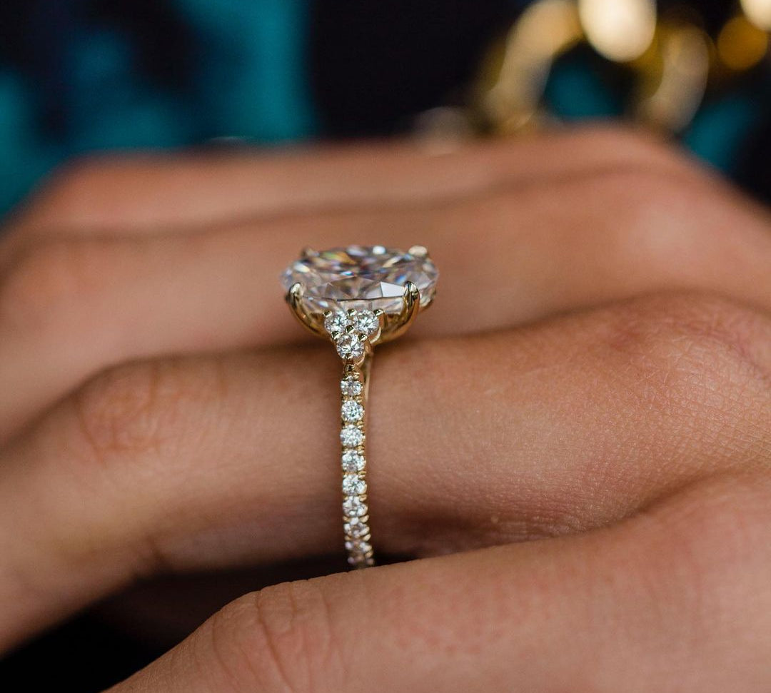 3.10 CT Oval Cluster Moissanite Engagement Ring 3