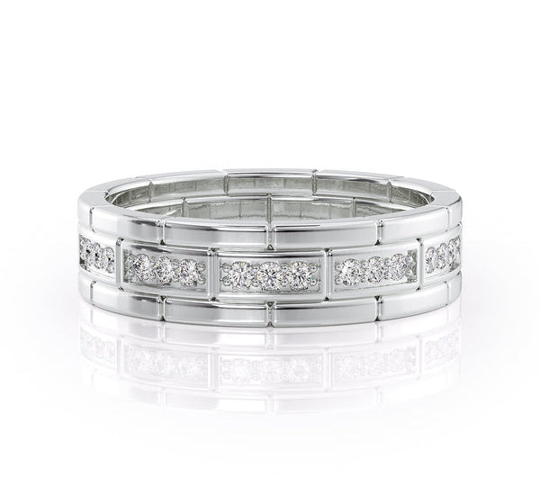 Round Shaped Stones Wedding Band For Men 1