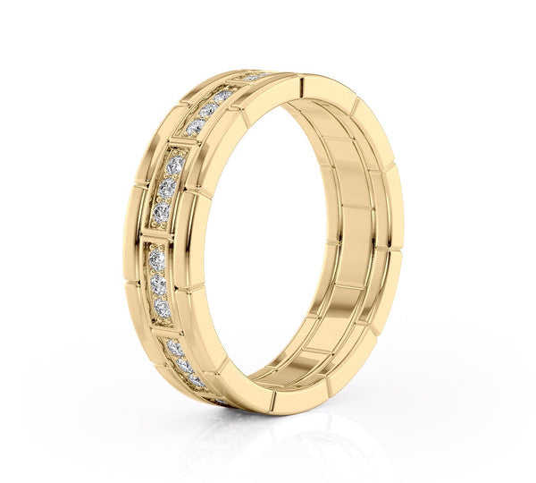 Round Shaped Stones Wedding Band For Men 3
