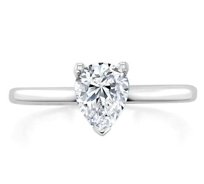 0.75 CT Pear Cut Solitaire Moissanite Engagement Ring 1