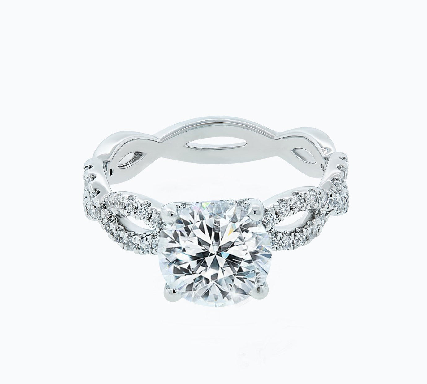 2.0 CT Round Shaped Moissanite Solitaire Twisted Engagement Ring 1